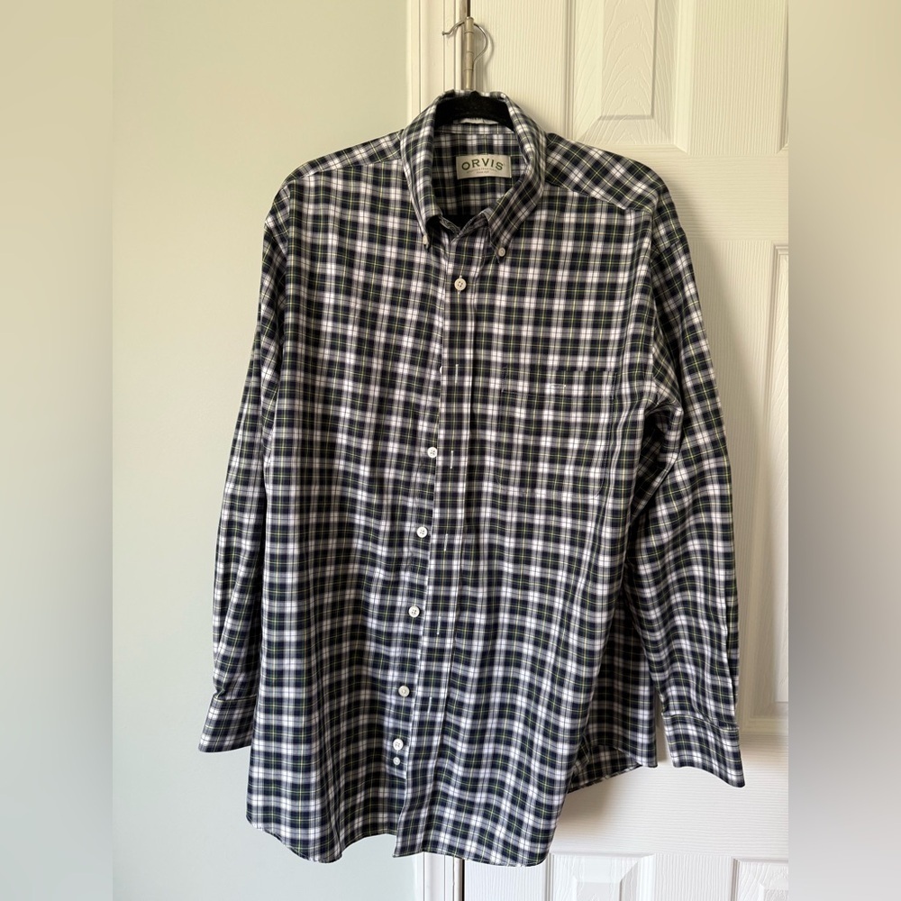 Orvis Men’s Large Button Down Long sleeve Blue Green